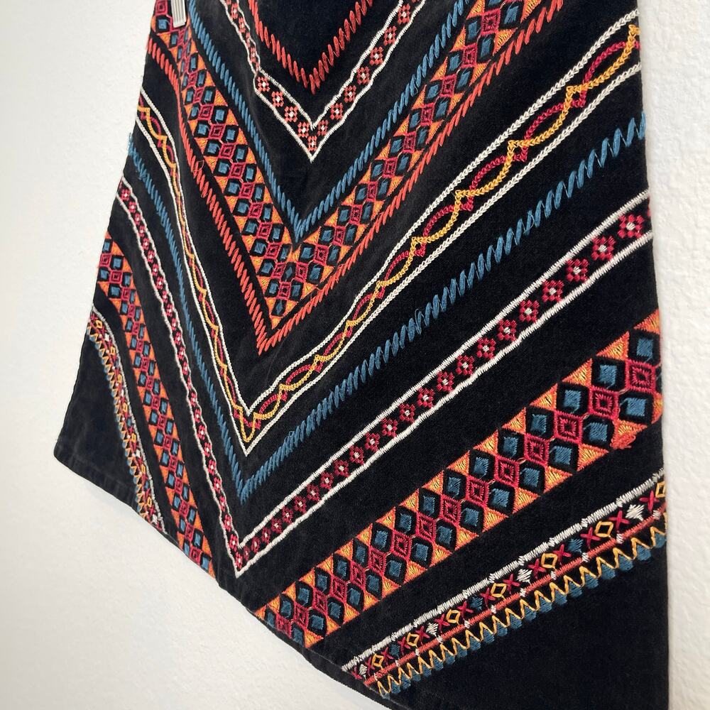 Rockin C Embroidered Mini Skirt Women’s Large Black Southwestern Boho Cotton - Picture 3 of 11